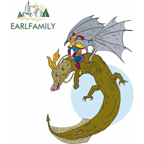 EARLFAMILY 13cm x 8.9cm for Superhero Riding Dragon Car Stickers Cartoon Anime Bumper Trunk Truck Graphics Car Accessories