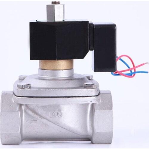 1-1/2" Stainless Steel Non Hot Solenoid Valve Waterproof Normally Open Solenoid Valve With LED Power Indicator 24V 12V 220V 110V