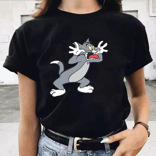 Kawaii Girls Harajuku Tee Shirts Female Gothic Cool Streetwear Casual White and Black Aesthetic Tops Women Graphic Punk Outfits