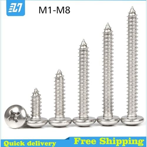Phillips Mini Small Cross Pan Head Self Tapping Wood Screw Metric Thread Round Bolt M1 M1.2 M1.4 M17 M2 M2.2 M2.6M3M4M5M6M8