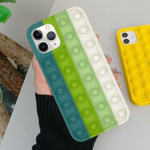 Fashion Rainbow Silicone Phone Case For Iphone 11/12 Pro Max Cover Bubble Phone Case Reliver Stress Bubble Cover
