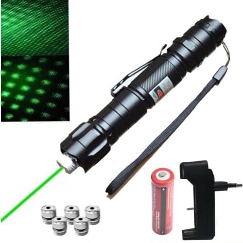 High-power green laser sight 009 laser pointer 532nm adjustable focus 10000m5mw red laser super far radiation 5 laser caps