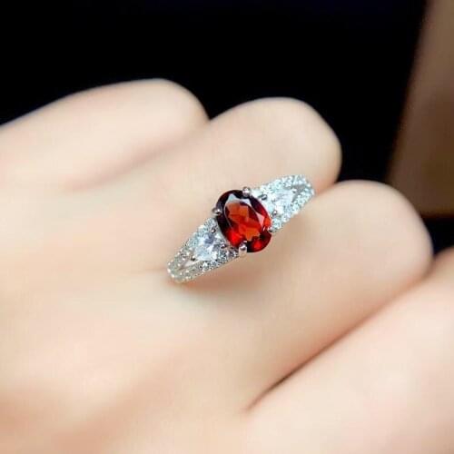 New Natural Mozambique Pigeon Blood Garnet Ring 925 Silver Womens Wedding Essential Jewelry