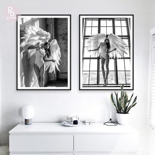 Angel Wing Canvas Posters And Prints Wall Art Canvas Painting Black White Wall Pictures For Living Room Nordic Decoration Home