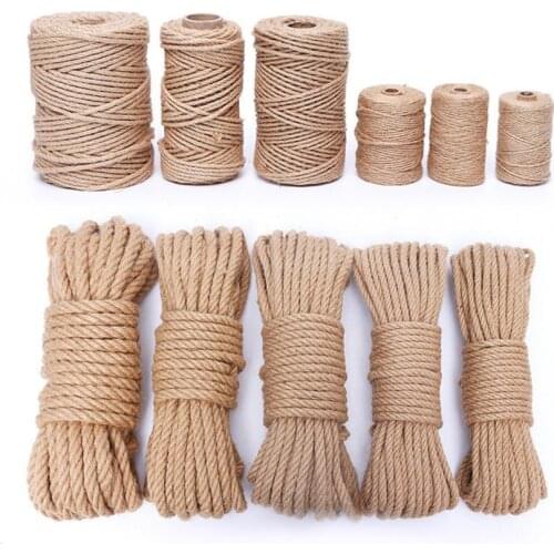 Natural Hemp Rope Line Jute Craft Twisted Twine Braided Cord Sash 100% Burlap DIY Handmade Arts Crafts Decoration 100 meter/roll