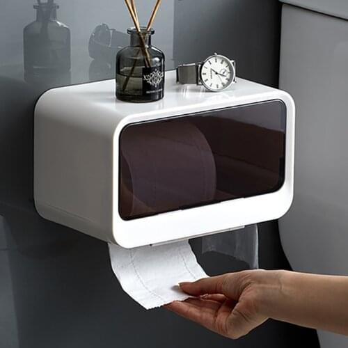 Transparent Wall-Mounted Tissue Box Storage Rack Toilet Paper Storage Box Bathroom Waterproof Storage Box Kitchen Storage