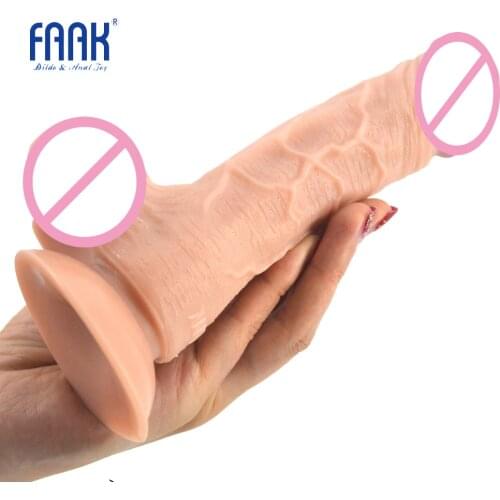 FAAK Discreet Package Realistic Dildo Suction Cup Skin Color Man Fake Penis Sex Products Porn Toys Women Masturbation Sex Shop