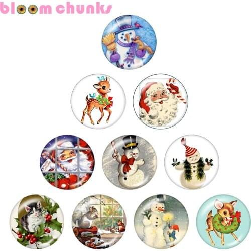 Christmas deer 10pcs mixed 12mm/18mm/20mm/25mm Round photo glass cabochon jewelry flat back Making findings S5032
