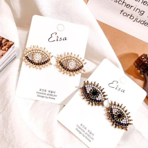 New Creative Design Vintage Eye Shape Stud Earrings for Women Fashion Personality Rhinestone Oorbellen Femme Trendy Ear Jewelry