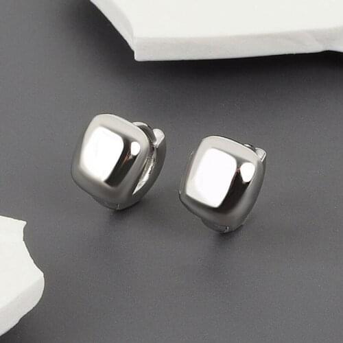 KOFSAC Trendy Geometric Hoop Earrings Women Silver Color Party Jewelry Smooth Shiny Occident Chic Different Occasion Accessories