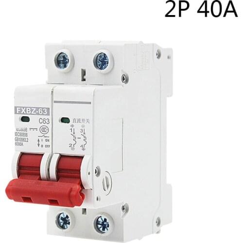 Solor DC 2P 40A DC 500V Solar Energy Circuit breaker MCB C63 DC Circuit breakers FOR PV System