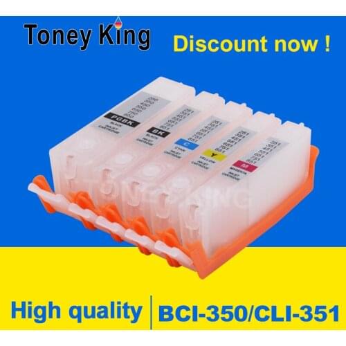 Toney King BCI-350 CLI-351 Refillable Ink Cartridge For Canon PIXUS MG5430 5530 MG5630 6330 6530 MG6730 7130 7530 7530F Printer