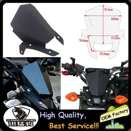 Motorcycle Windshield For YAMAHA MT07 MT-07 FZ-07 2013 2014 2015 2016 2017 Motorbike Wind Deflector Windscreen Aluminum