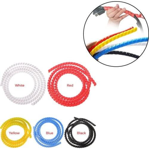 1m x 10mm/14mm Colorful Cable Casing Cable Sleeves Winding Pipe Spiral Wire Organizer Wrap Tube Flame Retardant Cable Sleeve