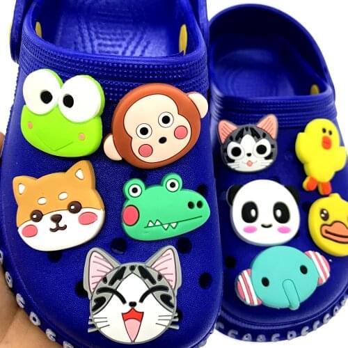 Lovely Cat 1PC Shoes Charms Silicone Soft Croc Accessories Cartoon Animal Hole Slipper Frog Panda Buckle For Kids Party Gifts