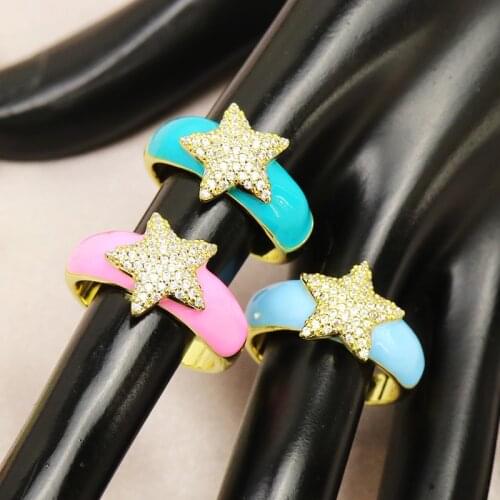 10 Piece Zircon Star Rings Enamel Jewelry Bang rings Fashion Jewelry accessories jewelys jewelry party ring Enamel rings51769
