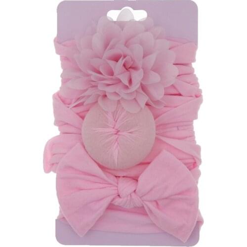 Yundfly 3 Pack Toddler Girsl Nylon Bowknot Headband Baby Girls Chiffon Flower Headwrap Hair Accessories