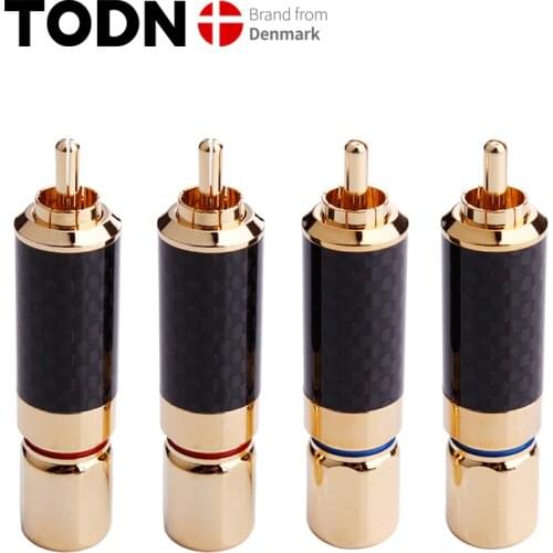 4 PCS HIFI RCA Plug High Quality Carbon Fiber 24k Gold-plated RCA Connectors
