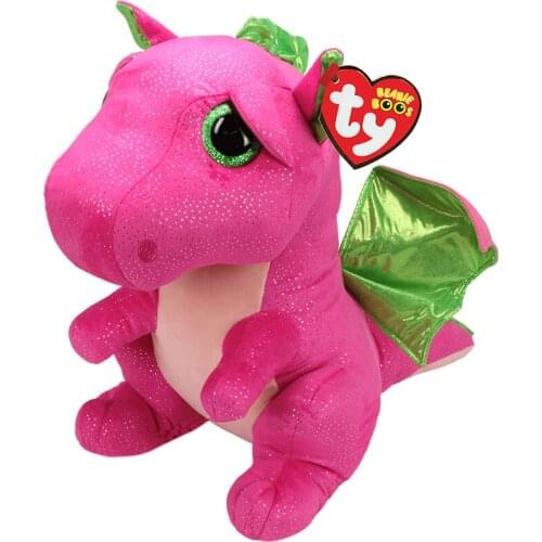 40CM Ty Beanie Darla Big Glitter Eyes Pink Dragon Large Cute Soft Stuffed Plush Animal Kids Toys Birthday Gifts