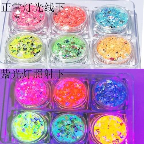 50grams 12 colors Opal Chunky Glitter With Butterfly/5 Stars Nail Art PET Opal Chunky Mix Opal (Iridescent color shift )Glitter