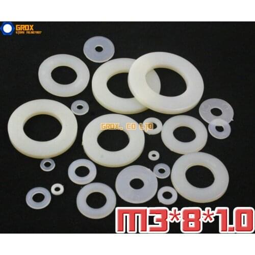 500 Pieces M3 x 8 x 1.0mm Nylon Flat Washer Insulation Washer