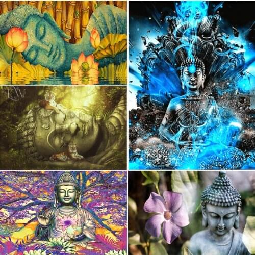 5D DIY Diamond Painting Religious Buddha Cross Stitch Kit Full Drill Square Embroidery Mosaic Art Picture of Rhinestones Decor