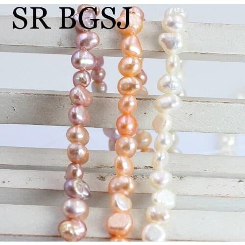 Free Shipping 5-6mm White Pink Purple Baroque Potato Natural Freshwater Pearl Jewelry Findings DIY Beads 14"