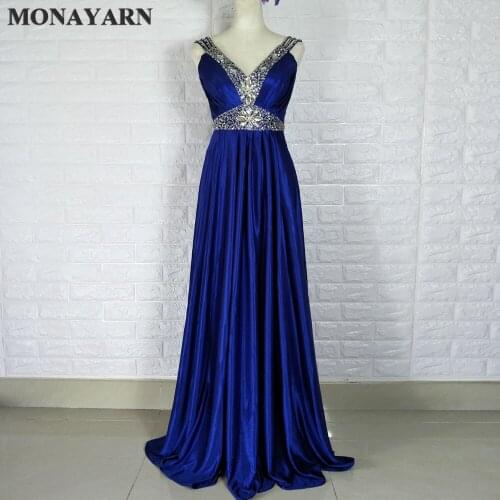 Free shipping cheap new 2017 V-neck fashion official long-term design to increase the code silk silk Zuhair murad crystal evenin