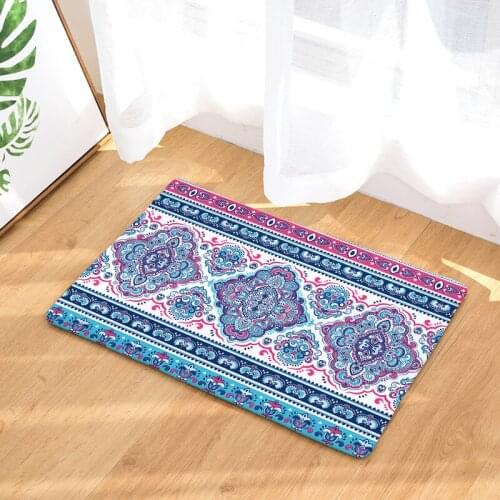 Bohemian Geometric Printed Bedroom Mat Kitchen Rugs Microfiber Mats for Stair Steps Washable 3D Carpet Antiskid Area Rug