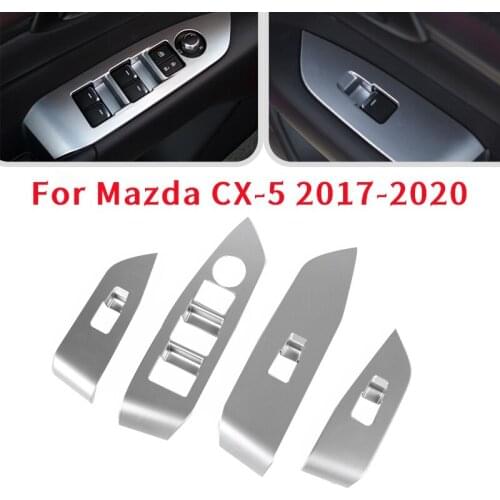 Chrome Window Lift Switch Panel Protection Cover Trim Inner Door Armrest for Mazda CX-5 CX5 2017-2020 Left Hand Drive