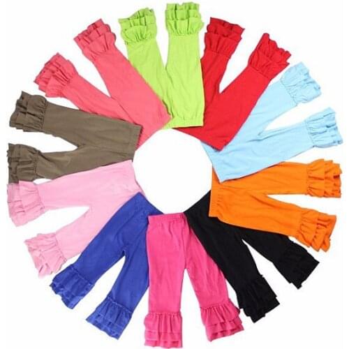 Brown Girls Leggings Triple ruffle legging children cotton triple ruffle pants Girls Knit Ruffle pant Girls Ruffle Leggings