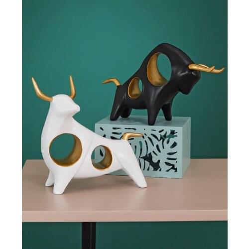 Creative Abstract Deer Sculpture Geometric Ceramic Deer Statue Wildlife Decor Gift Craft Ornament Accessories Furnishing