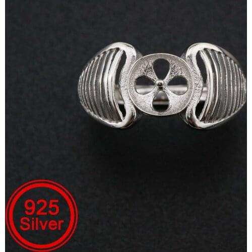 1Pcs Round Ring Settings Adjustable for 7-10MM Half Drilled Pearl Beads Solid 925 Sterling Silver DIY Bezel Tray Supplie 1212066