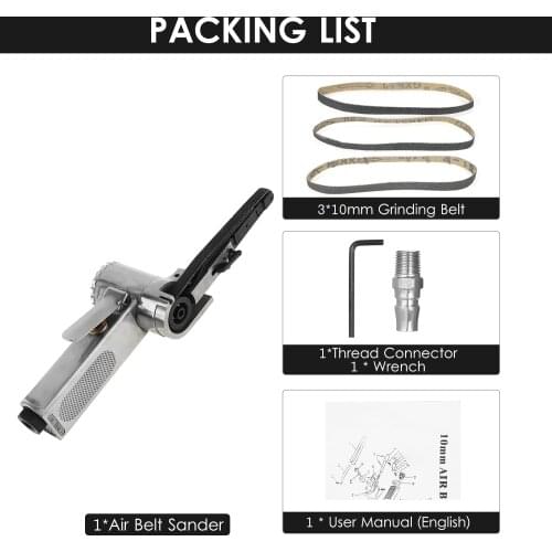 10MM Metal Air Belt Sander Machine with 1/4-Inch Air Inlet Pneumatic Belt Sander Polishing Machine Grinding Machine Power Tool