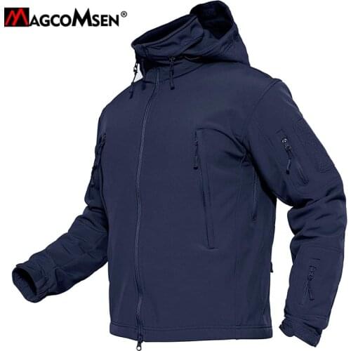 MAGCOMSEN Softshell Jackets Men Military Army Tactical Jacket Windproof Waterproof Fleece Thermal Hooded Coat Warm Outerwear Man