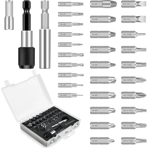33 PCS Damaged Screw Extractor Set, Multi-Purpose Easy Out Screw Remover and Bolt Stripped Extractor