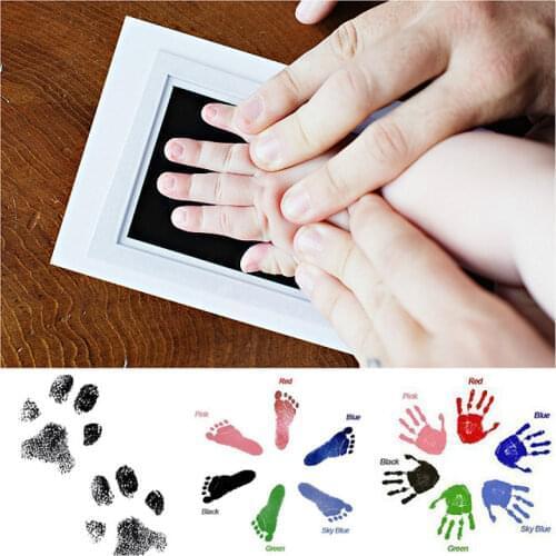 Baby Care Non-Toxic Baby Handprint Footprint Inkpad Kit Casting Newborn Clay Toy Souvenirs Black Ink Pad Infant Clay Toy Gift