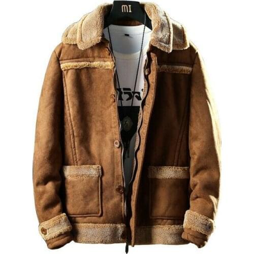 New Mens Thick Velvet Cashmere Sueded Lamb Lapel Coat Short Jacket Male Warm Motorcycle Outwear Winter Casual Wool Lapel Collar