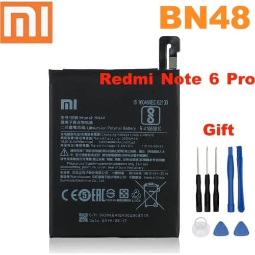 Original Replacement Battery For Xiaomi Redmi Note 6 Pro Note6 Pro BN48 Genuine Phone Battery 4000mAh