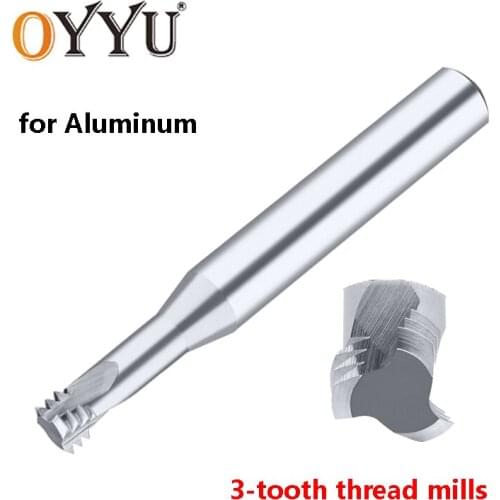 OYYU ISO Metric Three-Thread Milling Cutter for Aluminum Solid Carbide Tungsten Steel Cutting Threading Mills CNC m1.6x0.35