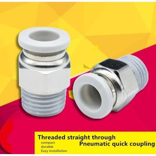 Pneumatic Copper Quick Connector Threaded Straight Through PC4-M5 8 10-02 Tracheal Quick Plug 6-01 10-03 White