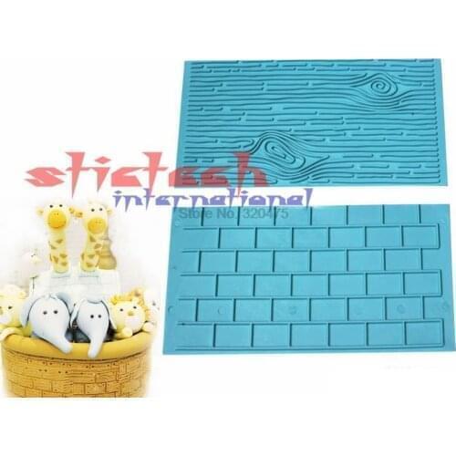 By dhl or ems 200 pairs Embossing Mold Wall Brick Wood Grain Fondant Cake Decoration Baking Tools DIY