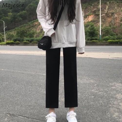 Casual Pants Women Ankle-length Autumn Plus Velvet Thicken High Waist Loose Leisure Ulzzang Streetwear All-match Teens Girls New