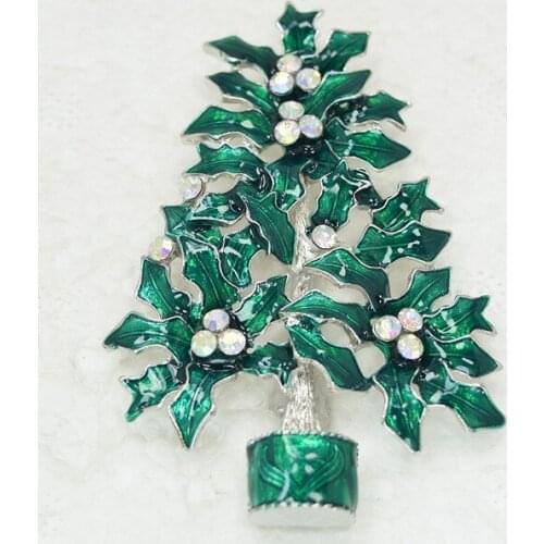 Clear AB Rhinestone Christmas tree brooch Christmas gift Pin brooches C667 F