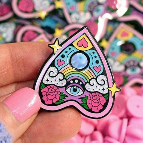 Rainbow Ouija Board Planchette Brooch Pins Enamel Metal Badges Lapel Pin Brooches Jackets Jeans Fashion Jewelry Accessories