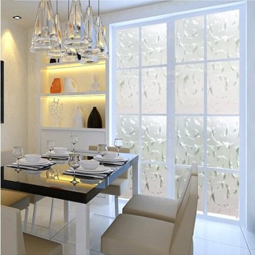 Silver iron art pattern film stained glass Opaque Frosted Window Films Vinyl Static Cling Self adhesive Privacy Glass Stickers