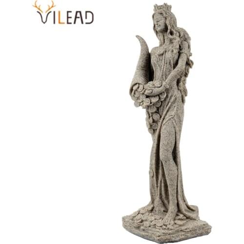 VILEAD Sandstone Statue of Fortune Wealth Figurines Creative Goddess Miniature White Statuette Vintage Home Decor Souvenirs