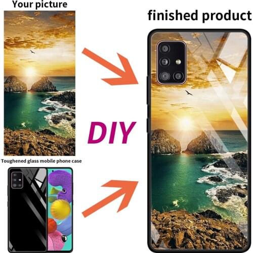DIY Custom Design Phone Glass Case For Samsung Galaxy A51 A21s A71 A12 A31 A52 A41 A11 A72 A32 A42 5G A01 A91 Tempered Fundas