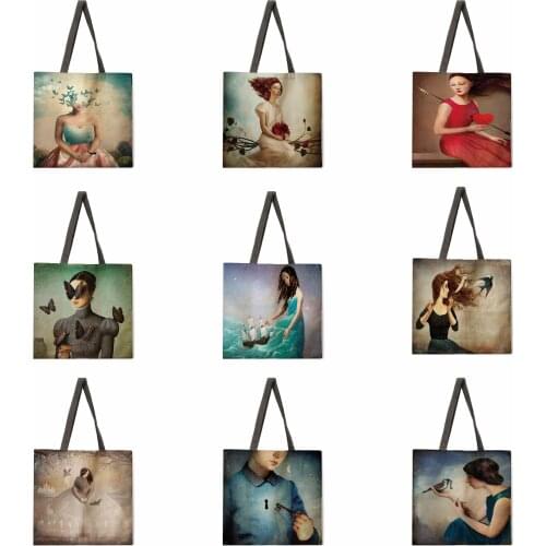 Girl dream space printing bag love ladies casual bag shoulder bag ladies outdoor bag foldable shopping bag
