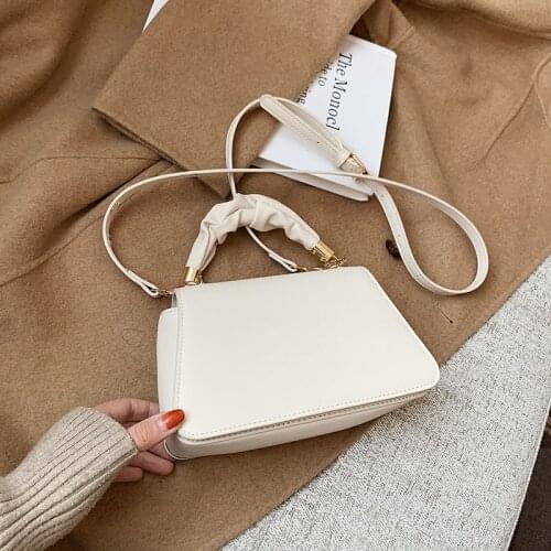 Texture bag womens 2021 new fashion foreign style messenger bag solid color small square bag purses and handbags